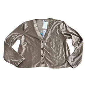 Good Luck Girl Beige Ribbed Velvet Cardigan XL